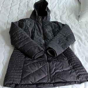 Lands' End Black Puffer Jacket with Hood and Quilted Design